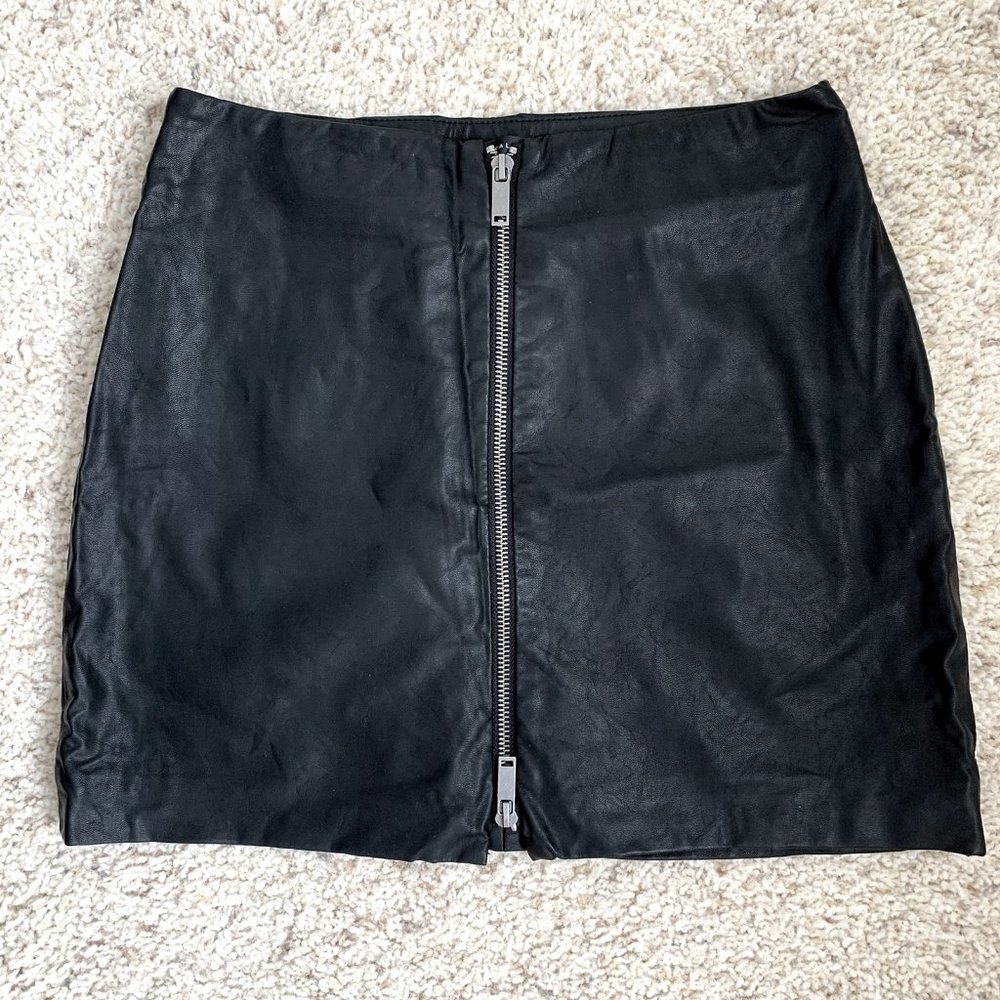 Zara Black Leather Mini Skirt Small - Picture 1 of 3